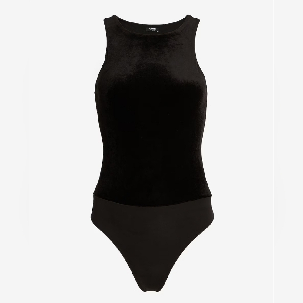 NWT Express Size XS Velvet Back Cutout Bodysuit